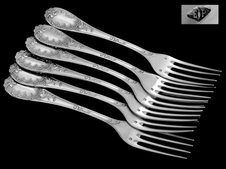 Puiforcat Fabulous French Sterling Silver Flatware Set 60 pc Rococo w/boxes
