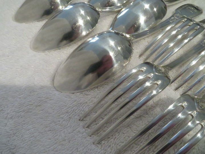 1900 French sterling 950 silver 6 dinner forks 6 soup spoons E Puiforcat swan