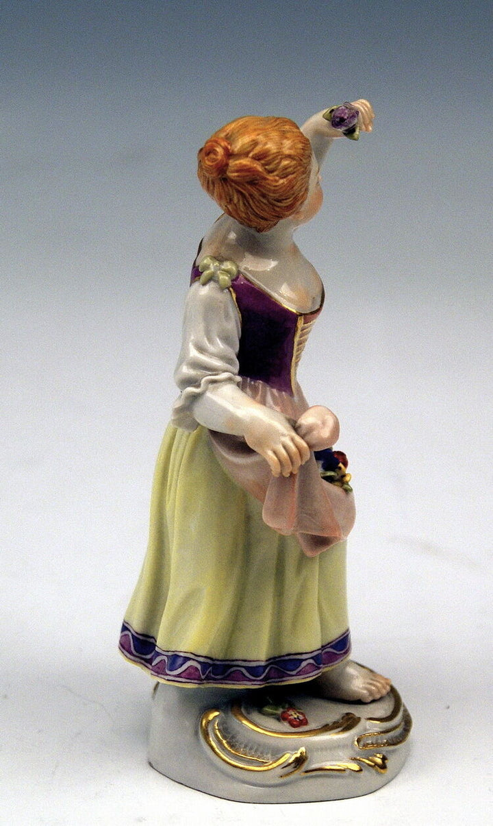MEISSEN FIGUR GÄRTNERKIND MÄDCHEN ROSEN IN SCHÜRZE GARDENER CHILDREN NR: 60317