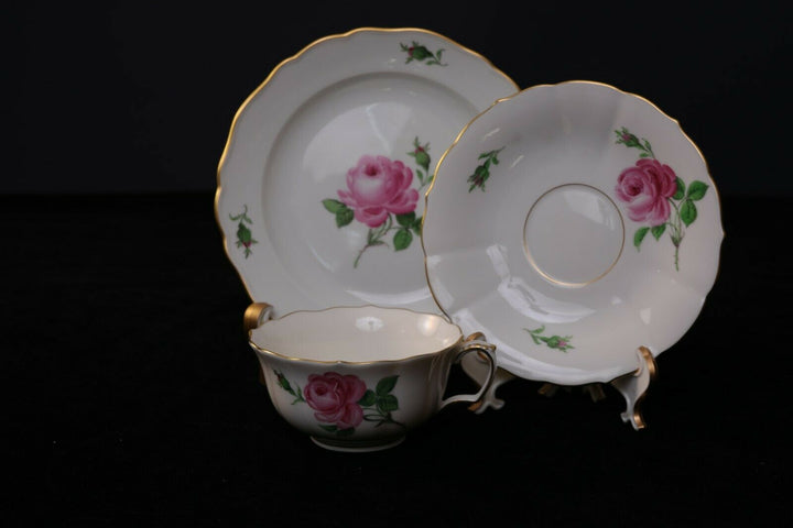 マイセン(Meissen)　カップ・ソーサー・プレート　ピンクローズ　2級品