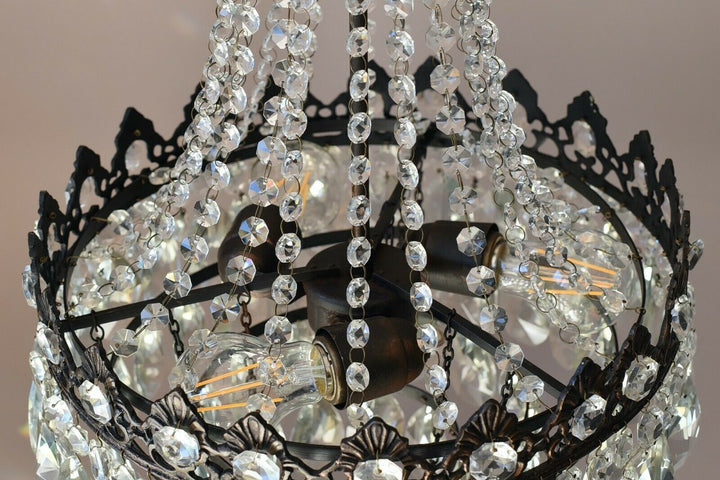 Antique/ Vintage Lighting, Old Crystal Chandelier,Hom