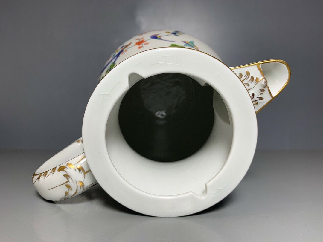 GROSSE MEISSEN KAFFEE KANNE INDISCHES ASTMUSTER VOGEL BLUMEN GOLD GUTER ZUSTAND