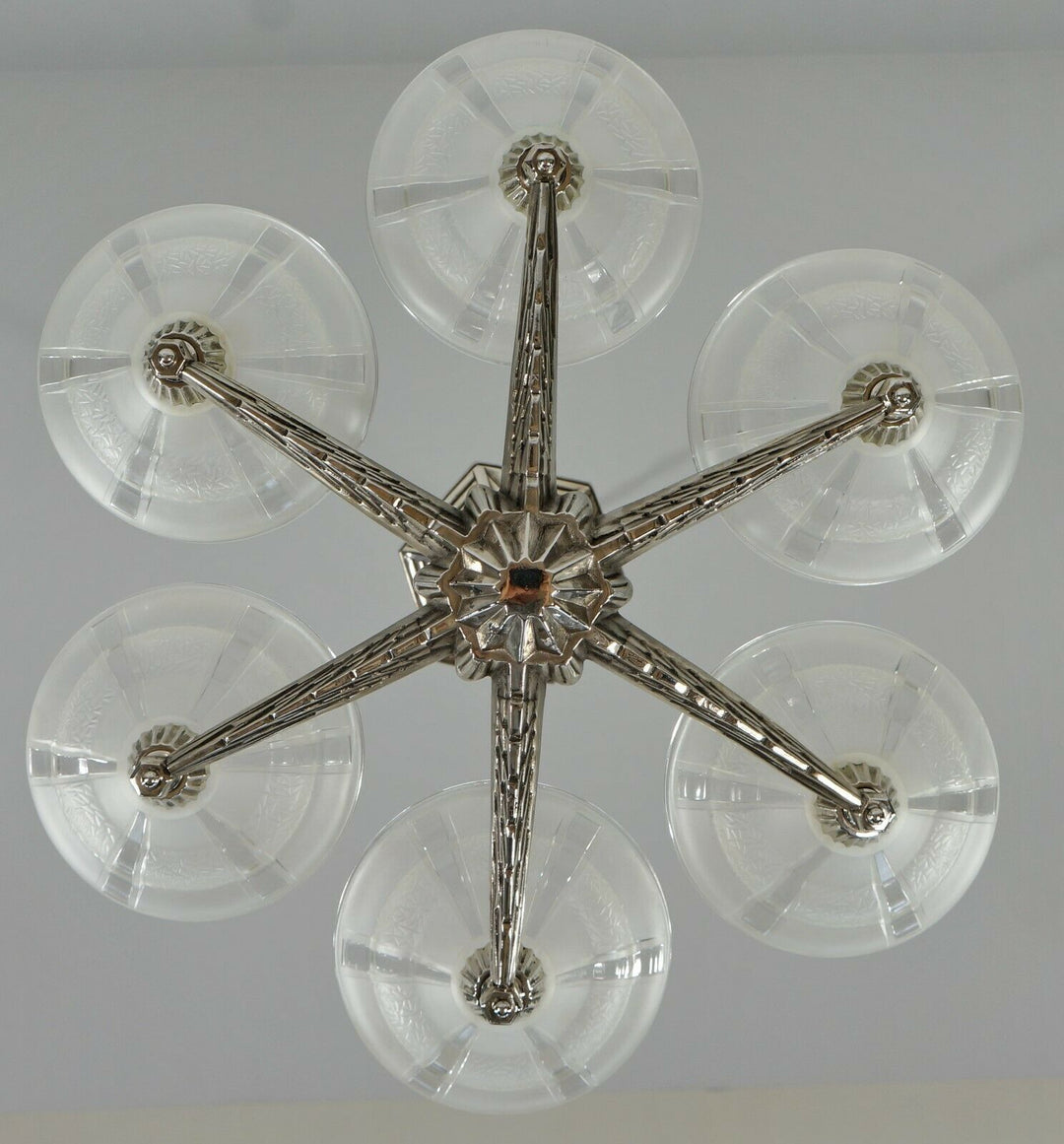 FRENCH 1930 ART DECO CHANDELIER by H.Fournet ...... lamp muller degué era France