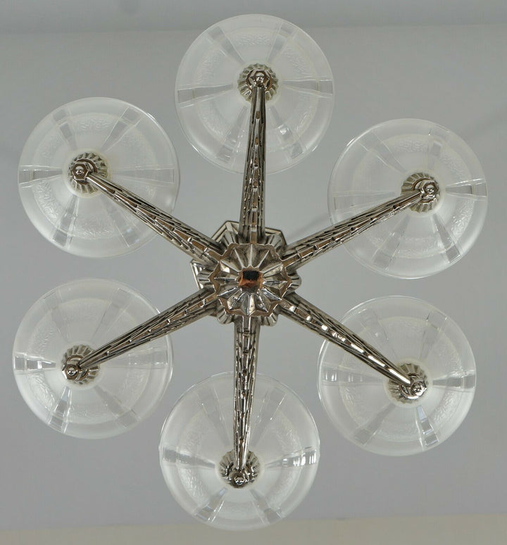 FRENCH 1930 ART DECO CHANDELIER by H.Fournet ...... lamp muller degué era France