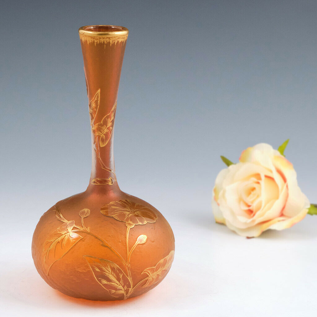ドーム兄弟( DAUM NANCY)　金色の朝顔デコの花瓶　1895年