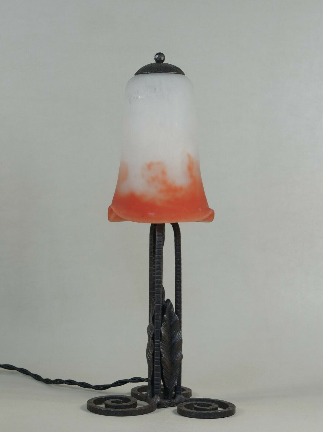 NOVERDY : FRENCH 1930 ART DECO LAMP . wrought iron ..... degué muller era France