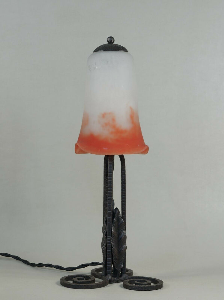 NOVERDY : FRENCH 1930 ART DECO LAMP . wrought iron ..... degué muller era France