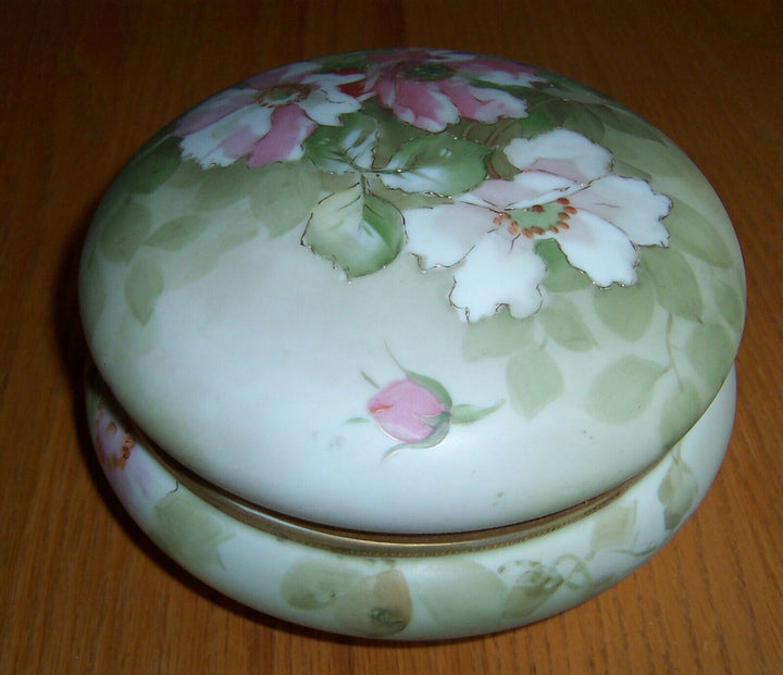 Morimura Handpainted Nippon Japan Large Floral and Gilt Covered Jar Dish Box