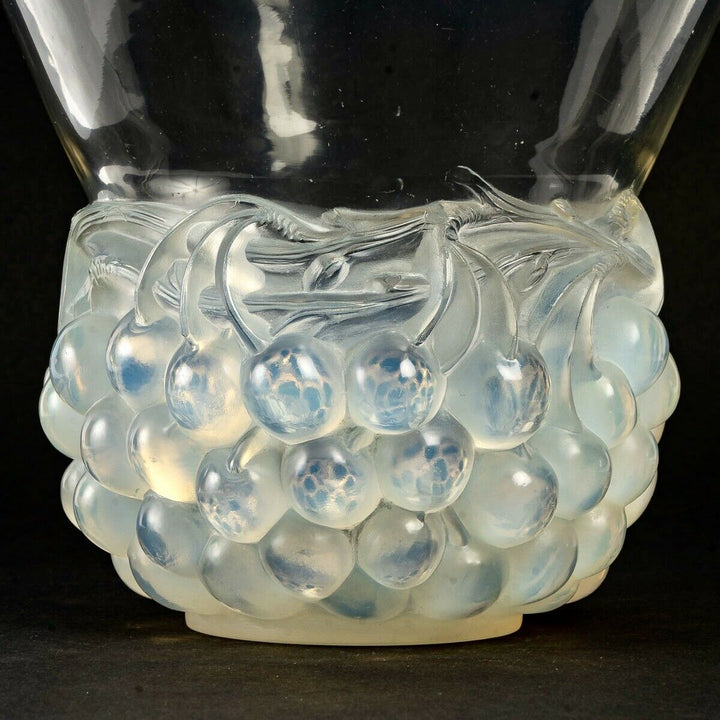 Vase Cerises Verre Opalescent René Lalique R.Lalique Opalescence Glass Cherries