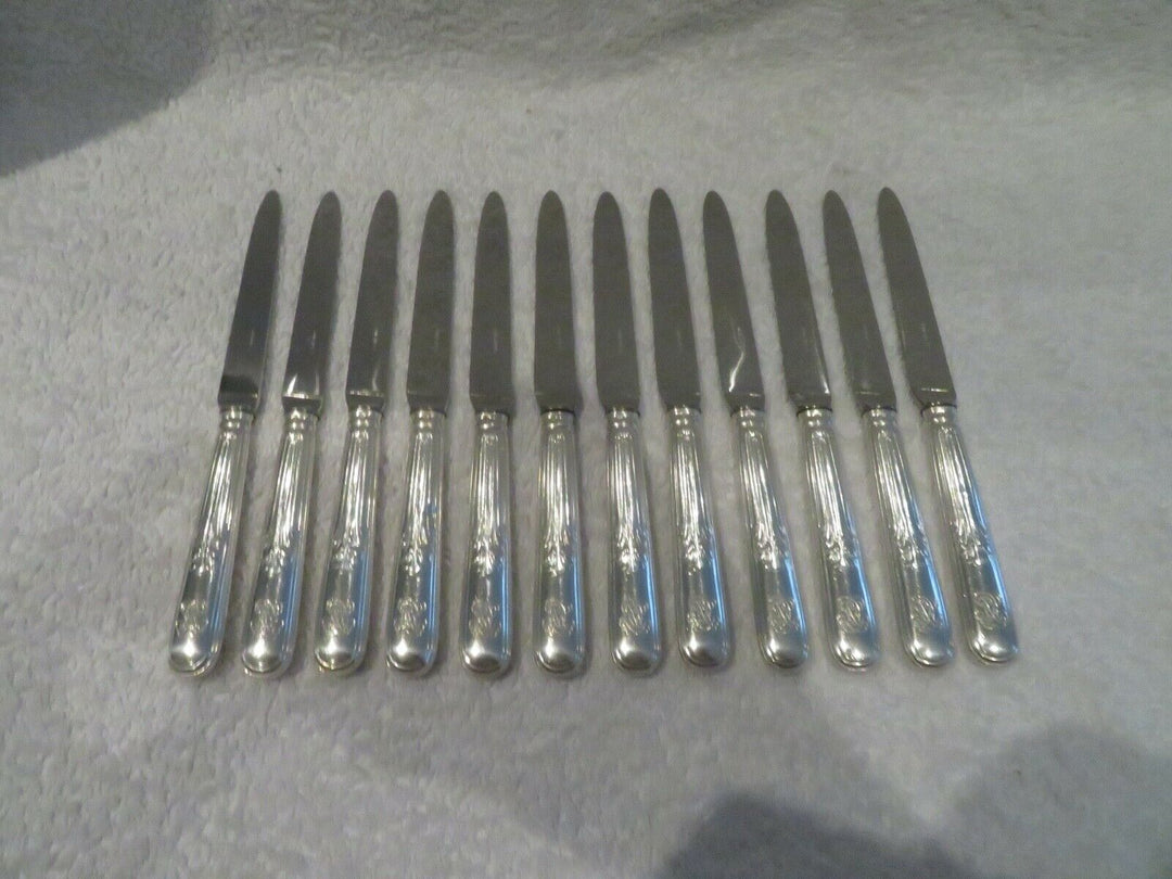 Gorgeous 20th c french 800 silver 12 dessert knives Puiforcat Louis XVI st