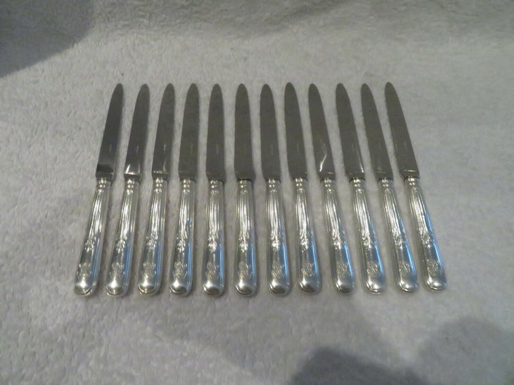 Gorgeous 20th c french 800 silver 12 dessert knives Puiforcat Louis XVI st