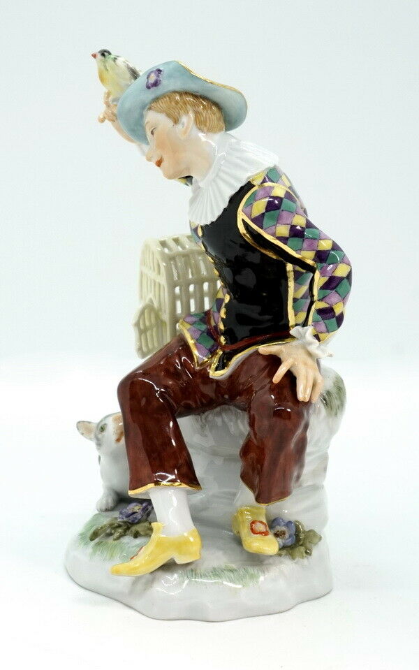 マイセン人形(MEISSEN) 「鳥と猫とアルルカン」