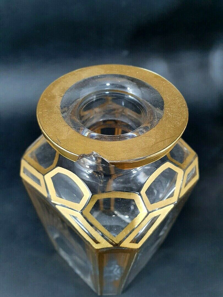 RARE ANTIQUE BACCARAT TANTALUS SIGNED FRENCH GILT BRONZE LIQUOR BOX CAVE LIQUEUR