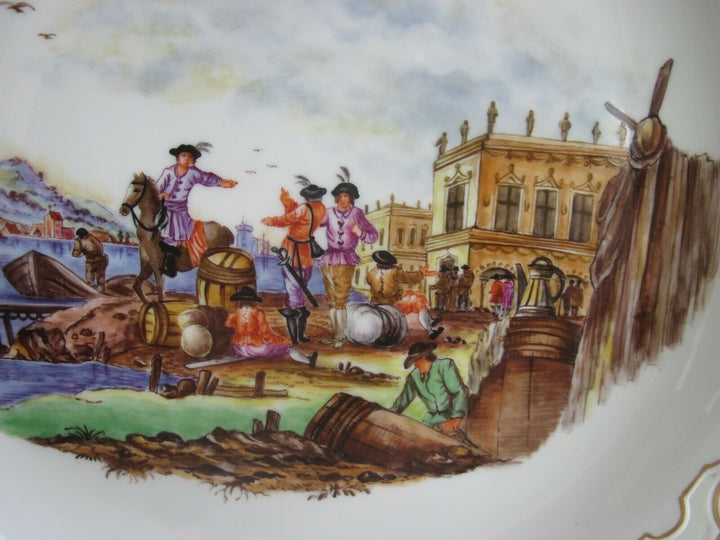 Schöner großer Meissen Wand-Teller mit Hafen / Handels-Szene