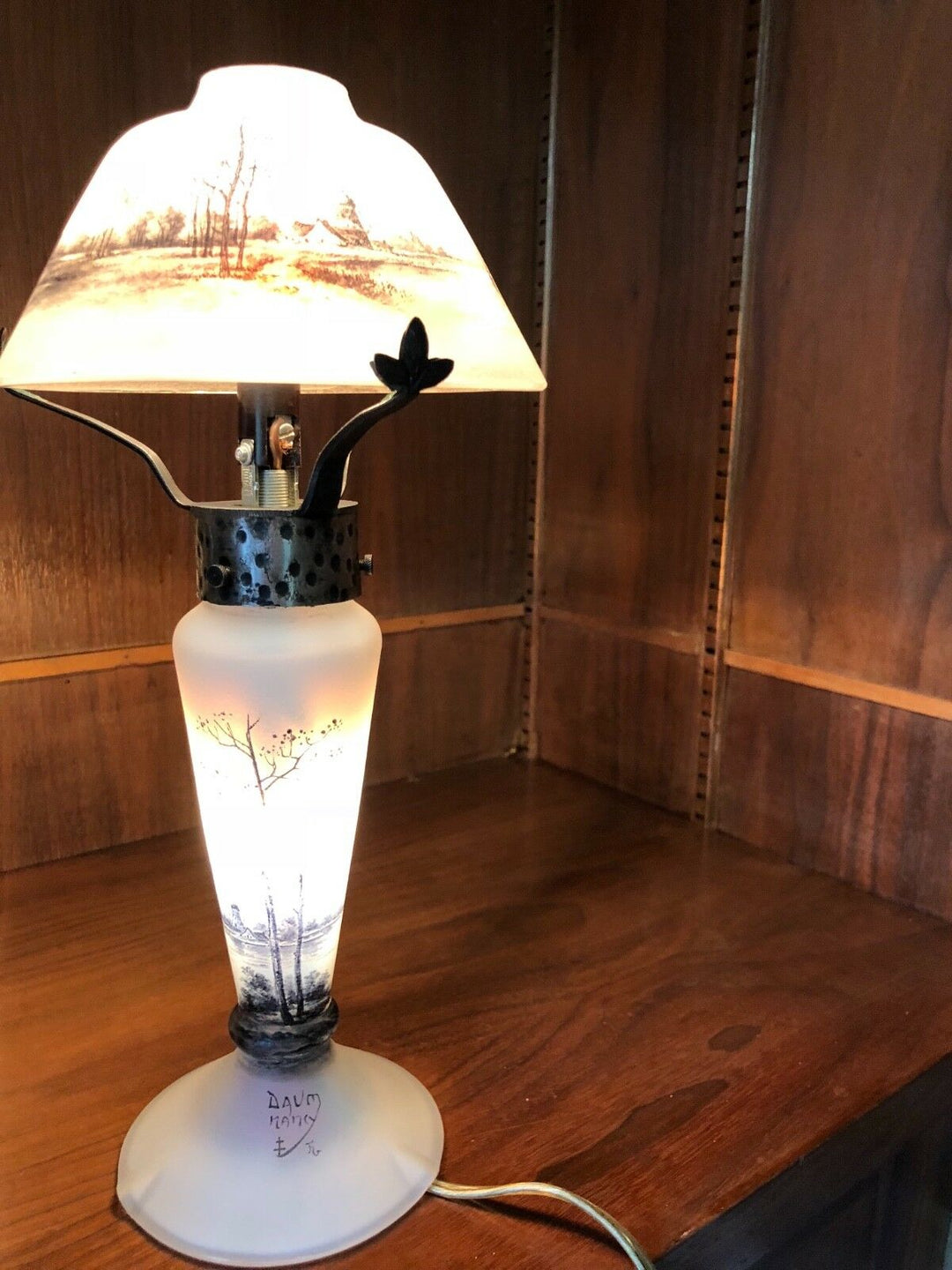 Early 20th Century Daum Nancy Enamled Cameo Glass Lamp