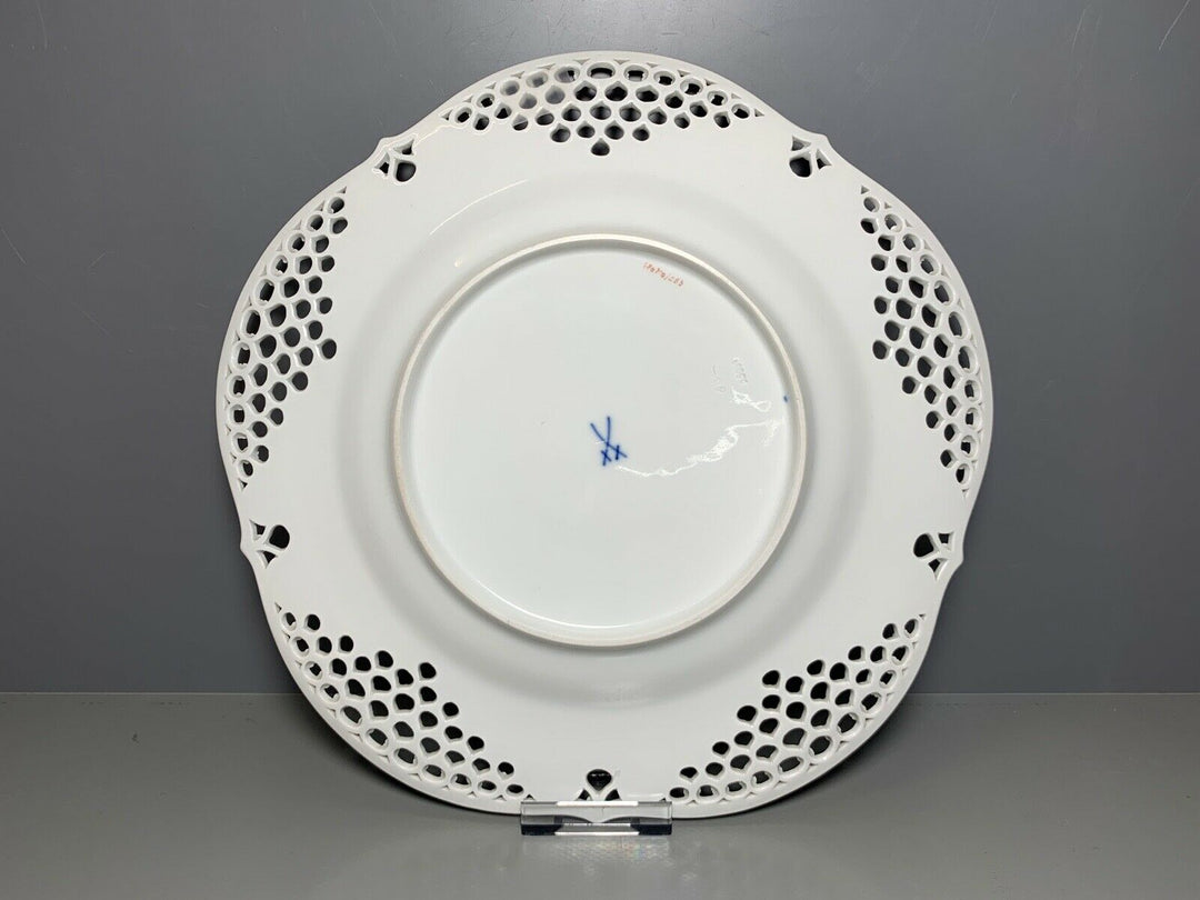 MEISSEN DURCHBRUCH TELLER 1001 NACHT LIEBESPAAR AUF PFERD TOP ZUSTAND D:29cm