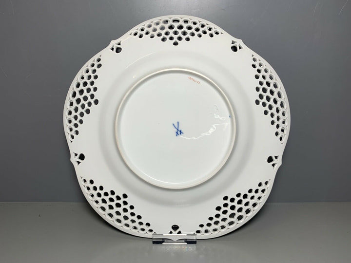 MEISSEN DURCHBRUCH TELLER 1001 NACHT LIEBESPAAR AUF PFERD TOP ZUSTAND D:29cm