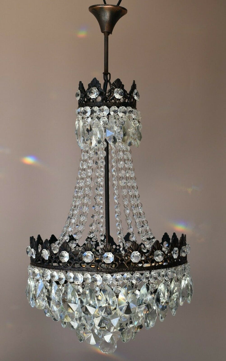 Antique/ Vintage Lighting, Old Crystal Chandelier,Hom
