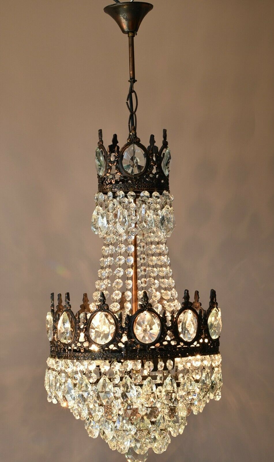 アンティーク照明　クリスタルシャンデリア