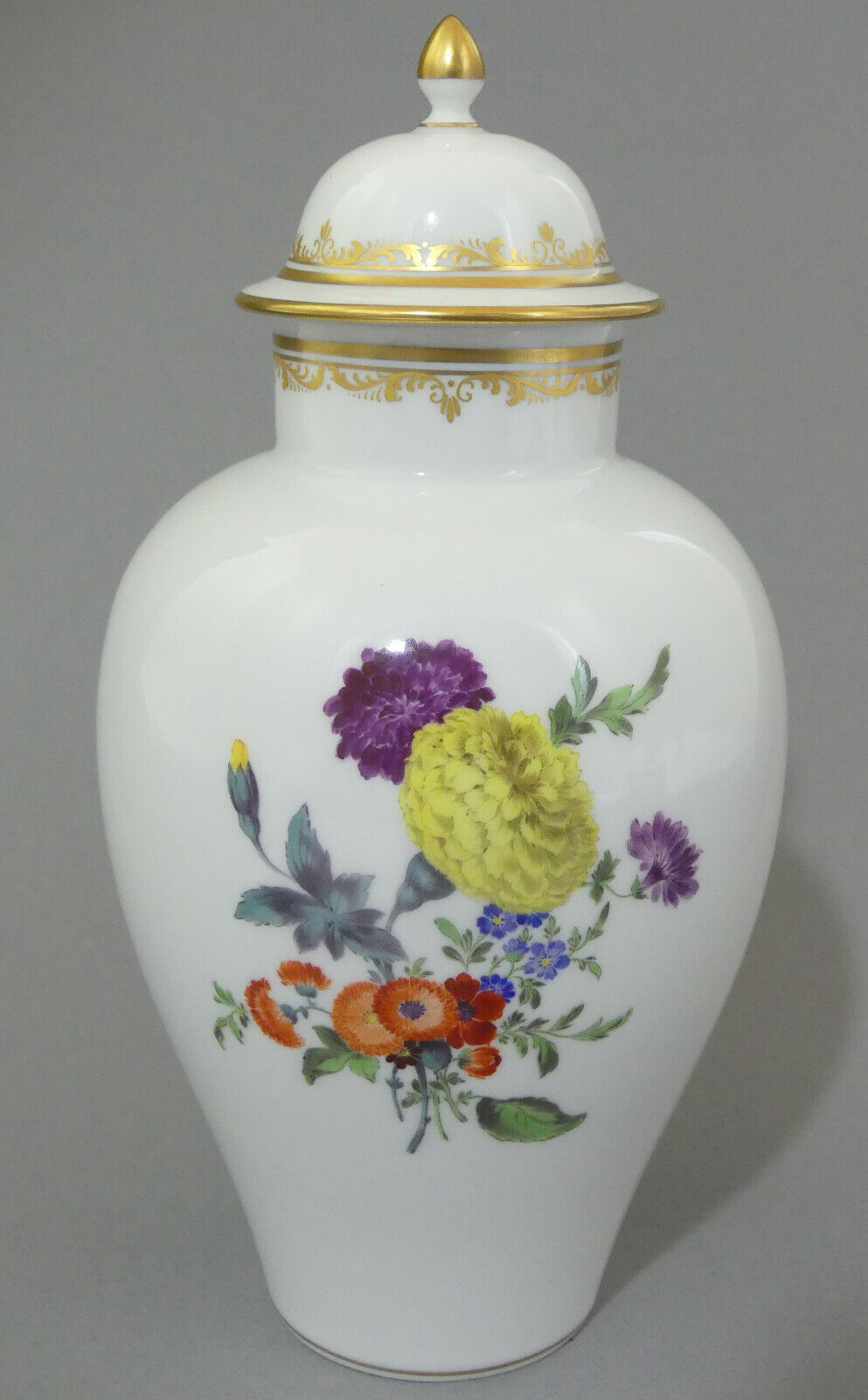  ⚔ Meissen Deckelvase H.24,5cm Kauffahrteiszene + Blumen 1.Wahl TOP eNP 8.700 €