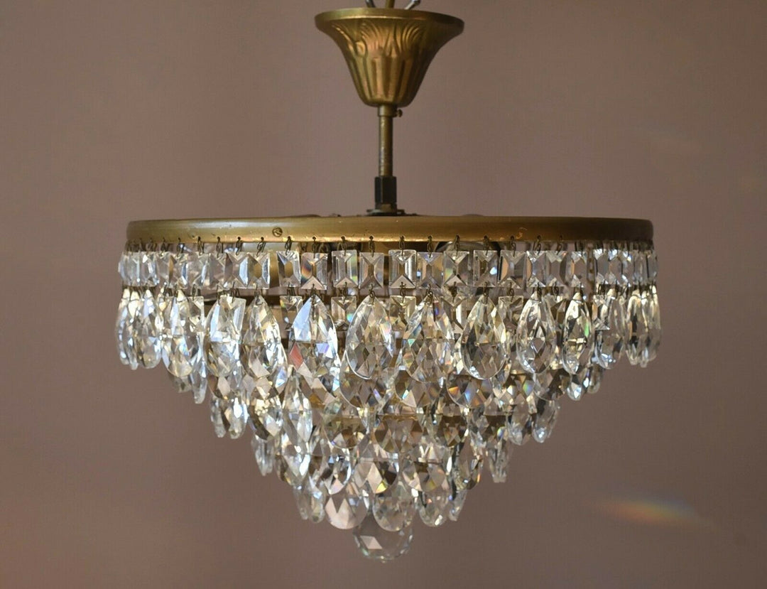 Flush Antique French Vintage Crystal Chandelier Pendant Ceiling Hallway Lighting