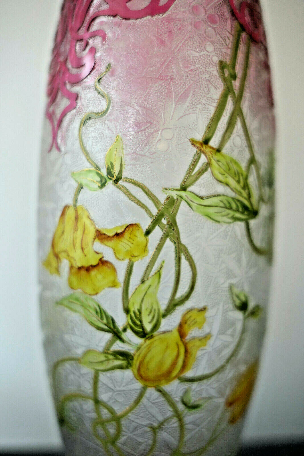 SUPERBE VASE BACCARAT DÉGAGÉ À L'ACIDE ÉPOQUE ART NOUVEAU 1900.