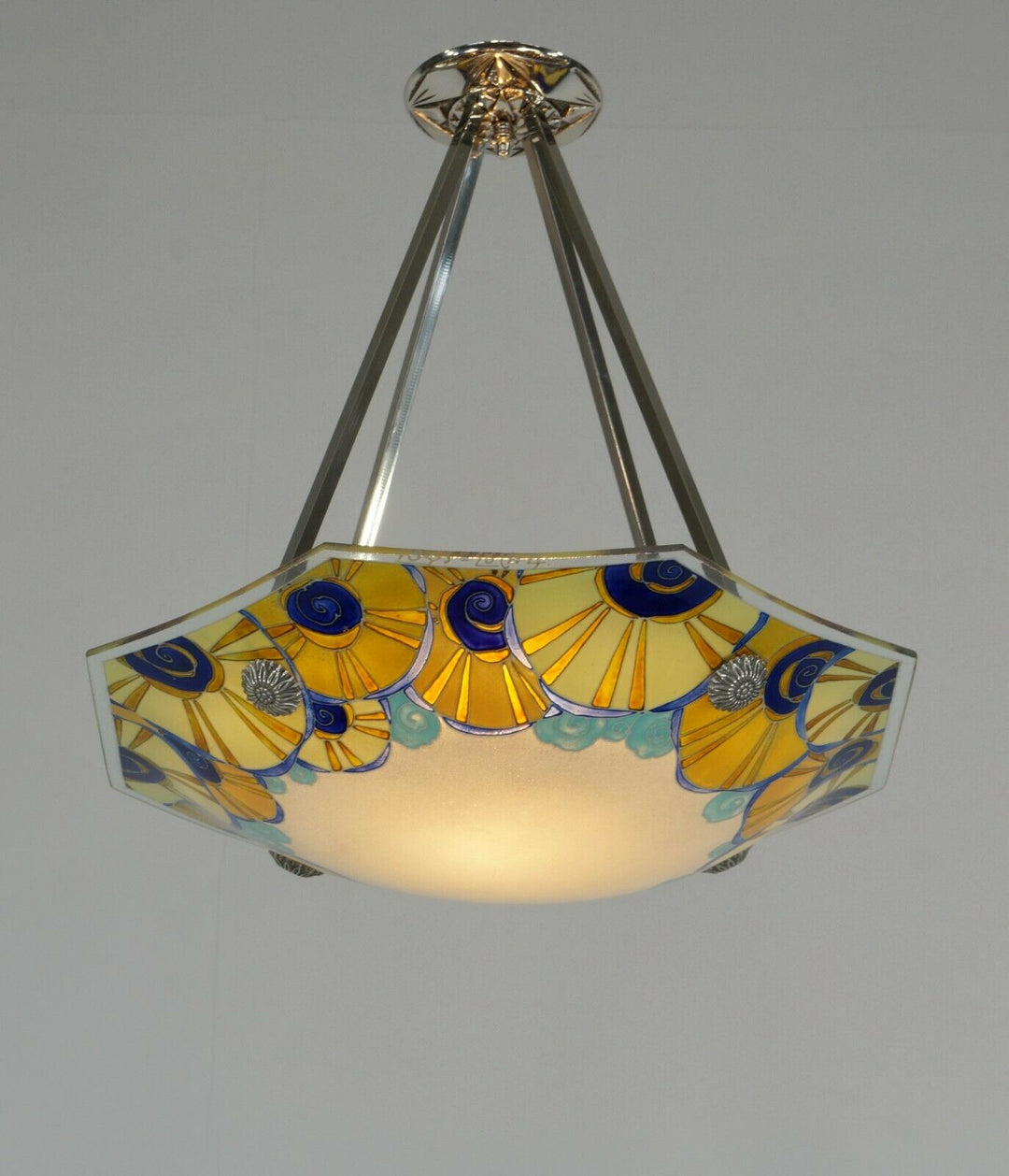 LOYS LUCHA : FRENCH 1930 ART DECO CHANDELIER ..... pendant lamp daum era France
