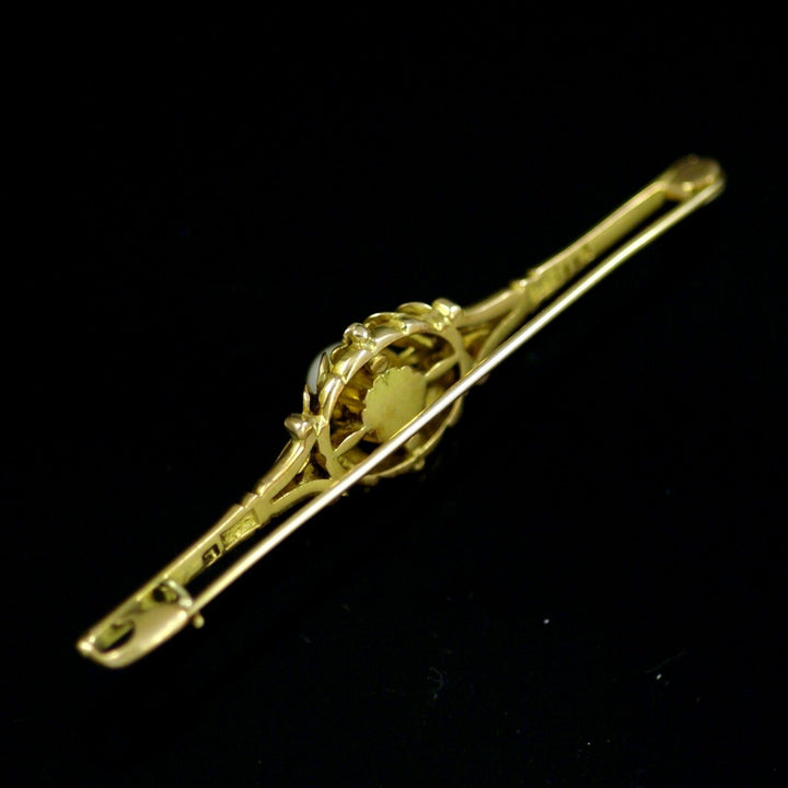 Georg Jensen. 18k Gold Brooch with Pearl #114. 1915-1930 Hallmarks