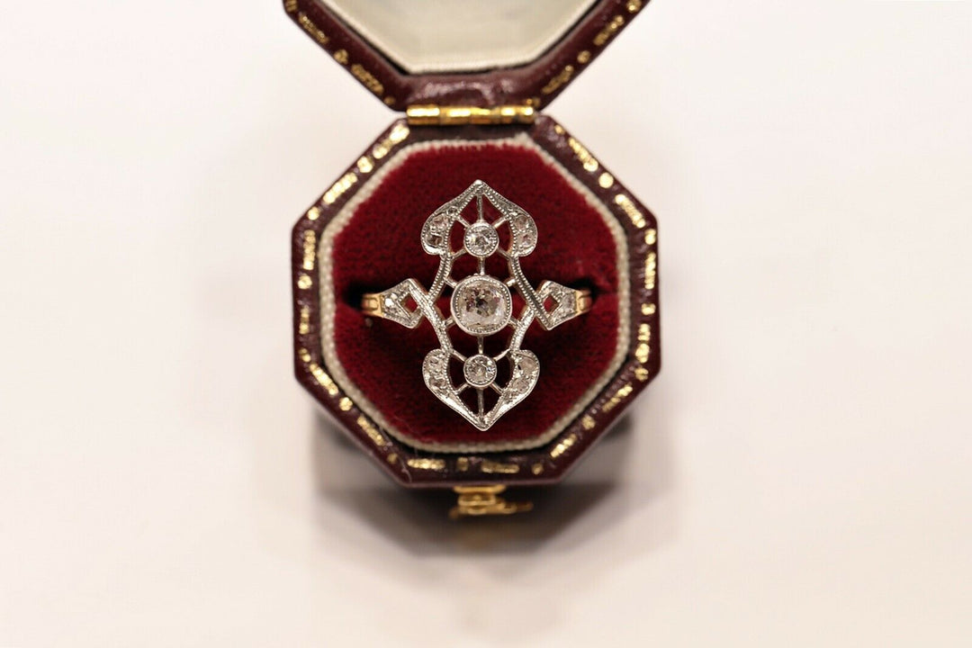 アンティーク 18K ナチュラルオールドカットダイヤモンドのヴィクトリアンリング