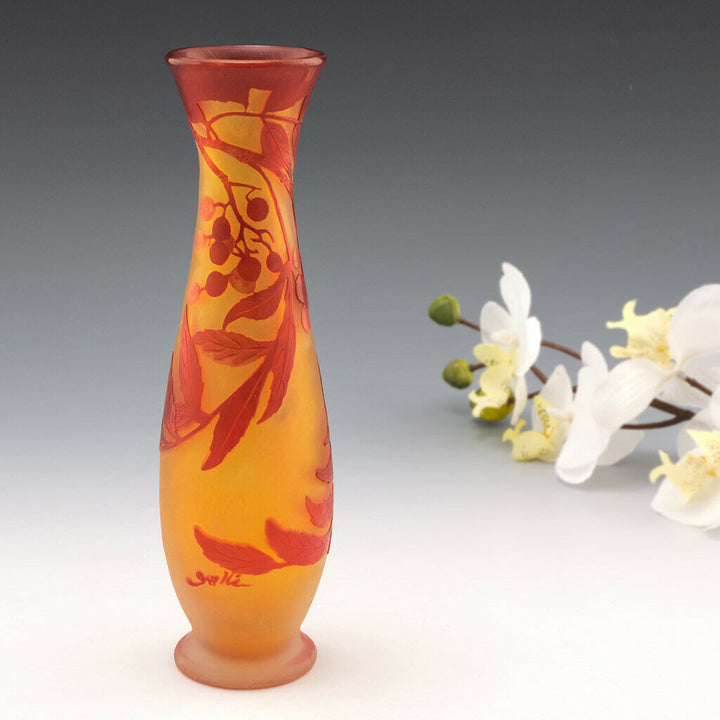 Galle Cameo Glass Vase Depicting Elderberries c1920