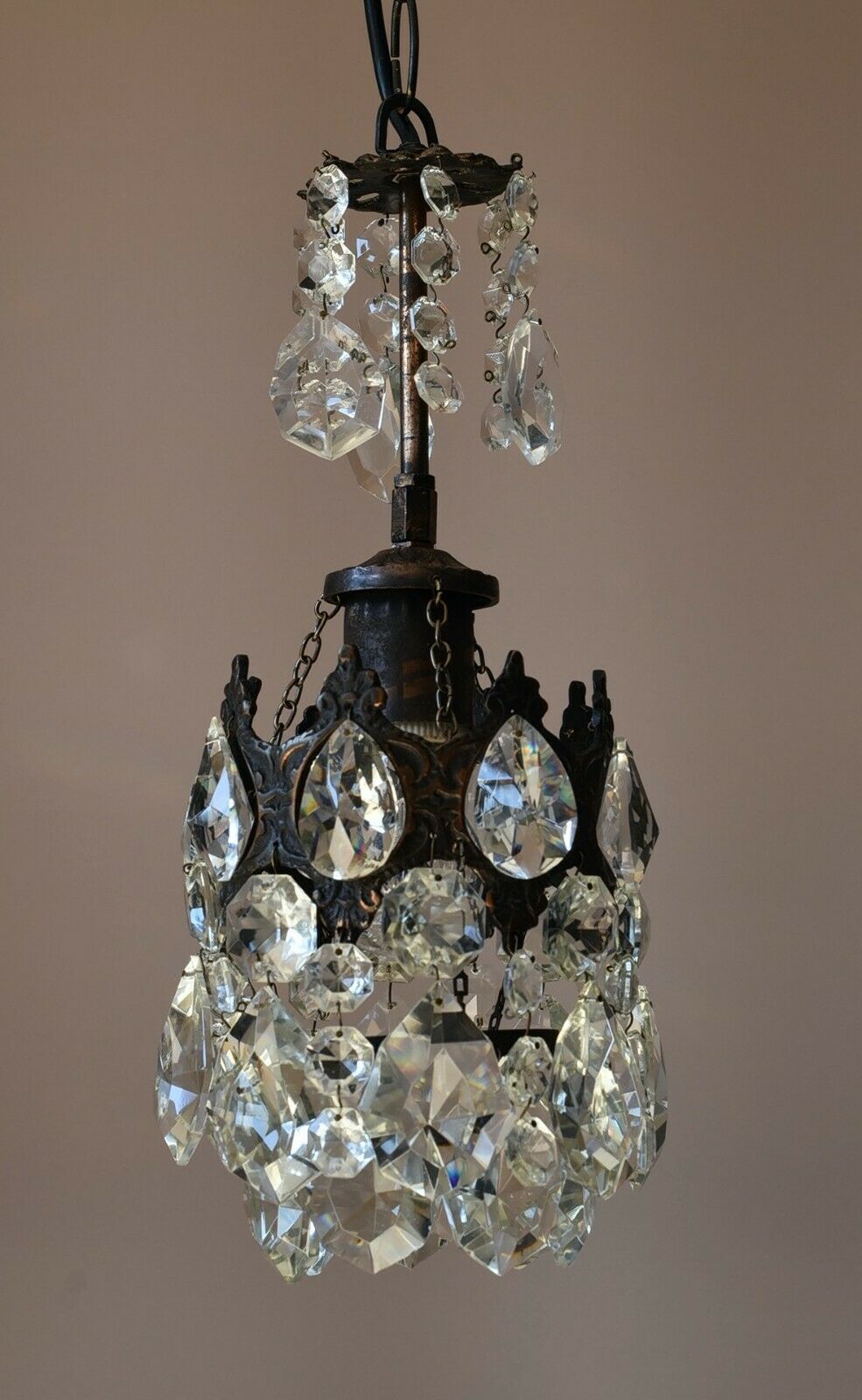 Vintage Crystal Chandelier Antique Brass French Style Home Lighting Retro lamp