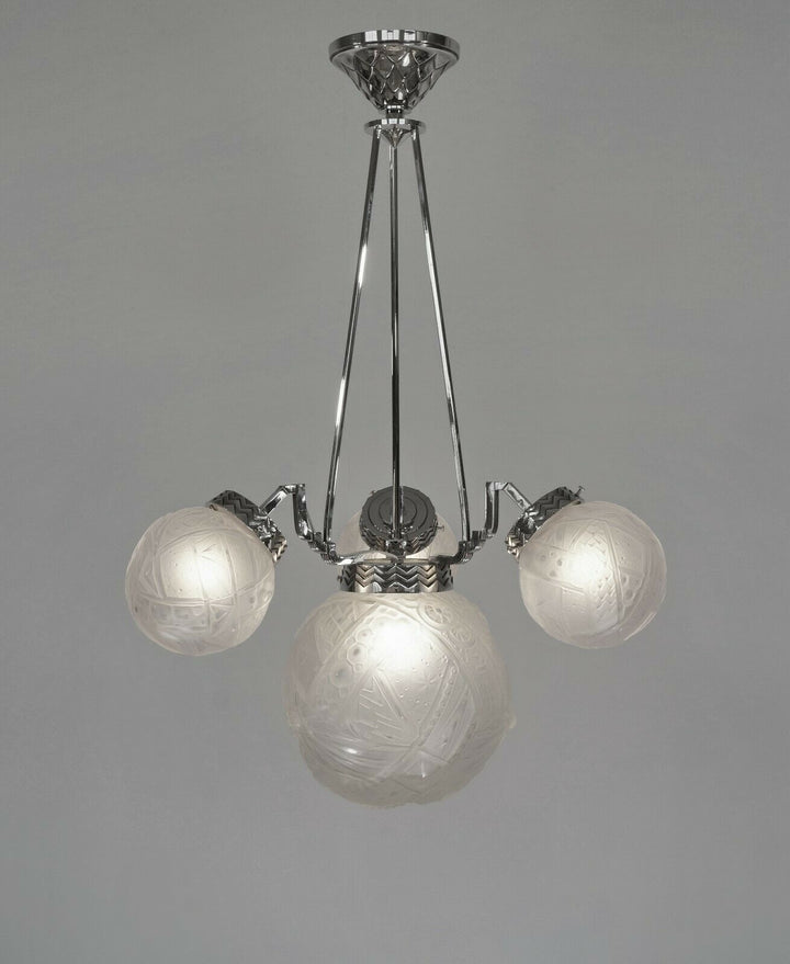MULLER FRERES: FRENCH 1930 ART DECO CHANDELIER ........... 1925 lamp degue era