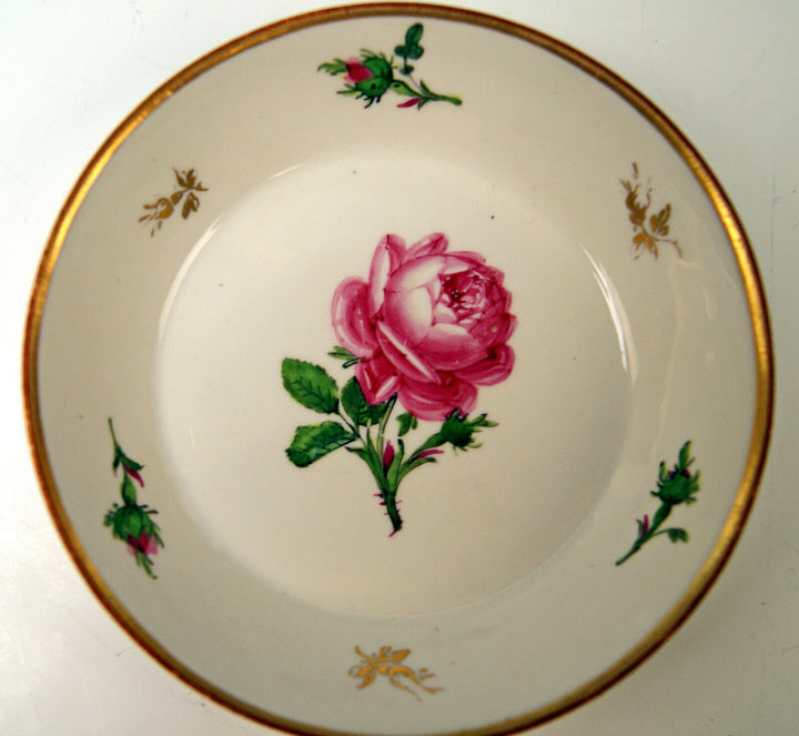 ANTIKE MEISSEN SAMMEL TASSE ROSENDEKOR CUP WITH SAUCER MARCOLINI ZEIT UM 1780