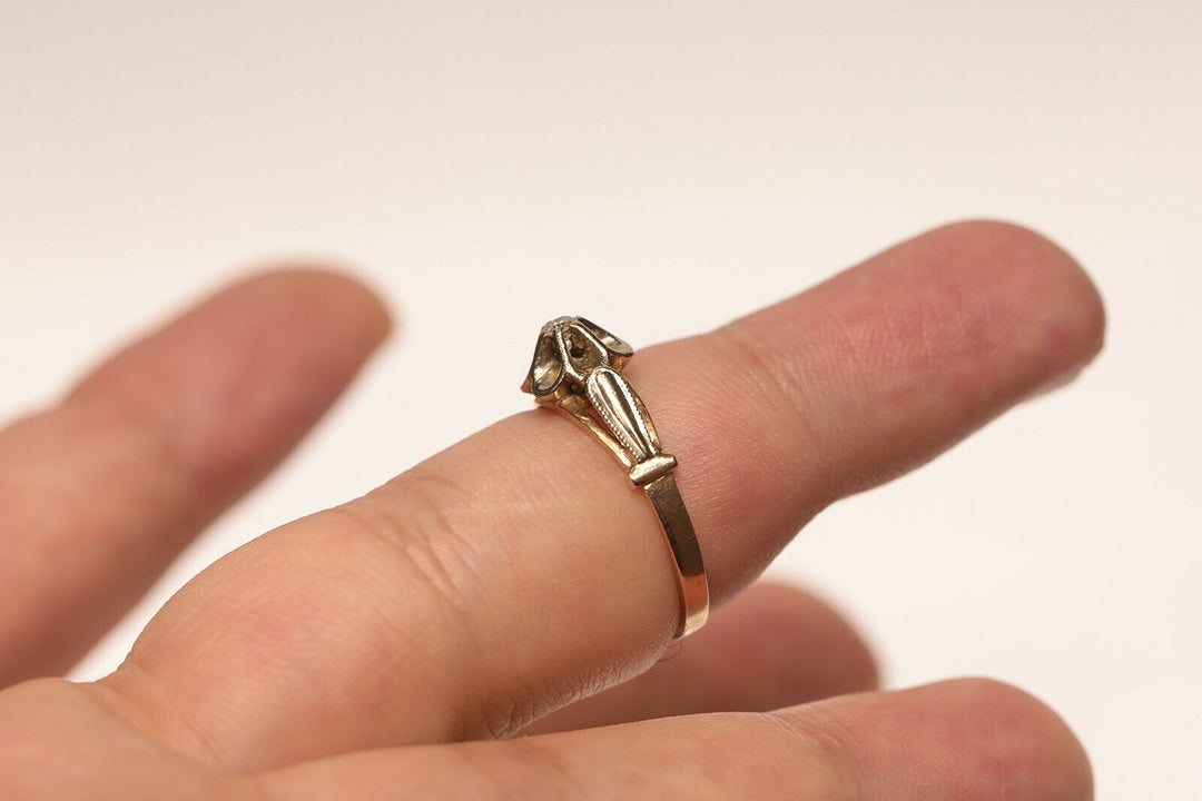 アンティーク 14K ナチュラルダイヤモンドのロシアンリング