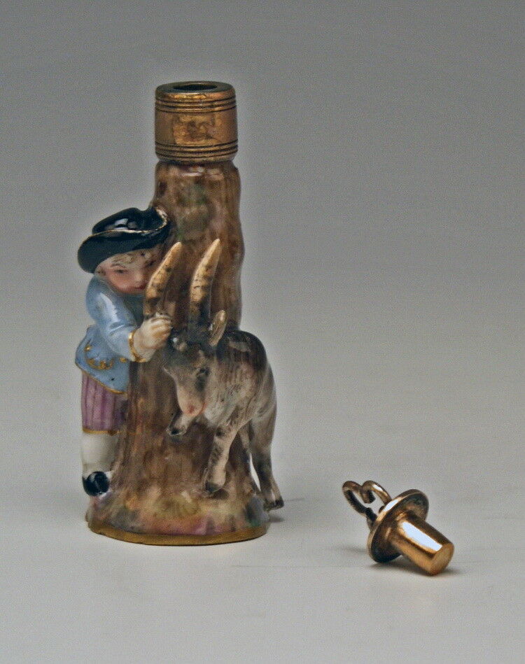 MEISSEN マイセン FIGÜRLICHES FLAKON JUNGE ZIEGENBOCK BOY'S FIGURINE BOTTLE UM 1850