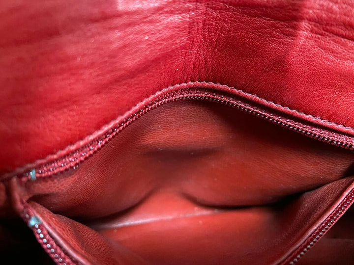 Auth CHANEL Quilted CC Chain Belt Waist Bum Bag Red Leather