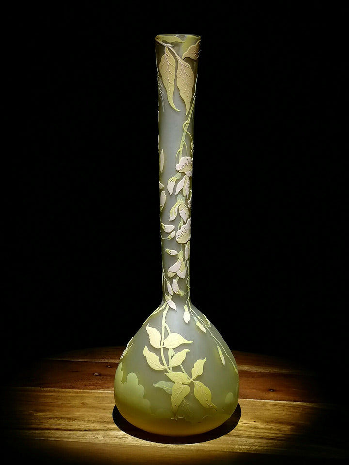 エミールガレ　藤の花のバンジョー型大型花瓶約40CM