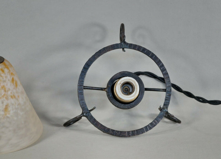 シュナイダー兄弟　小さなアールデコランプ　フランス製　錬鉄製　1925年　1930年