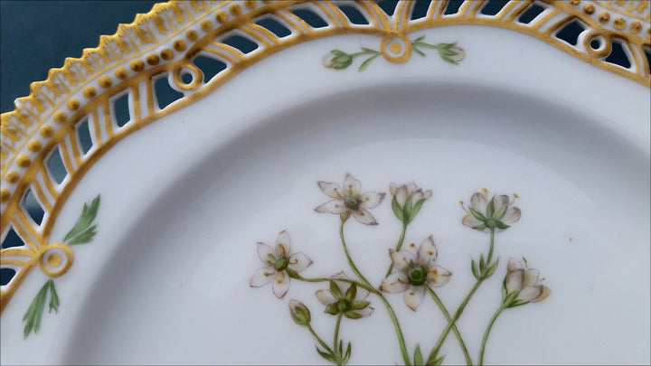 Royal Copenhagen Flora Danica vintage pierced hand-painted desert plate, 20/3554
