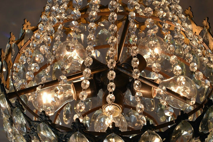 Two Matching Antique Vintage Crystal Chandeliers, Ceiling Lighting, pendants