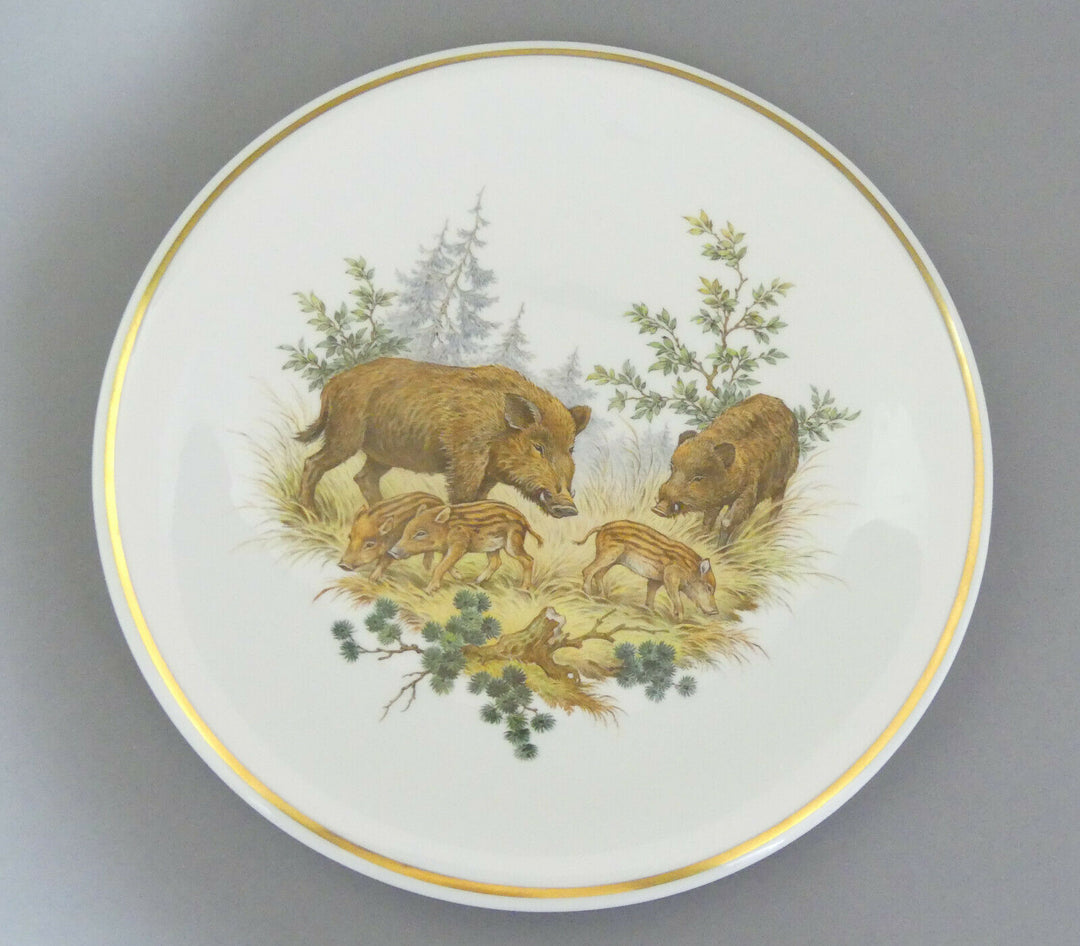 ⚔ Meissen Wandschale ø31 Wildschweinfamilie Keiler Bache + 3 Frischlinge 1.Wahl