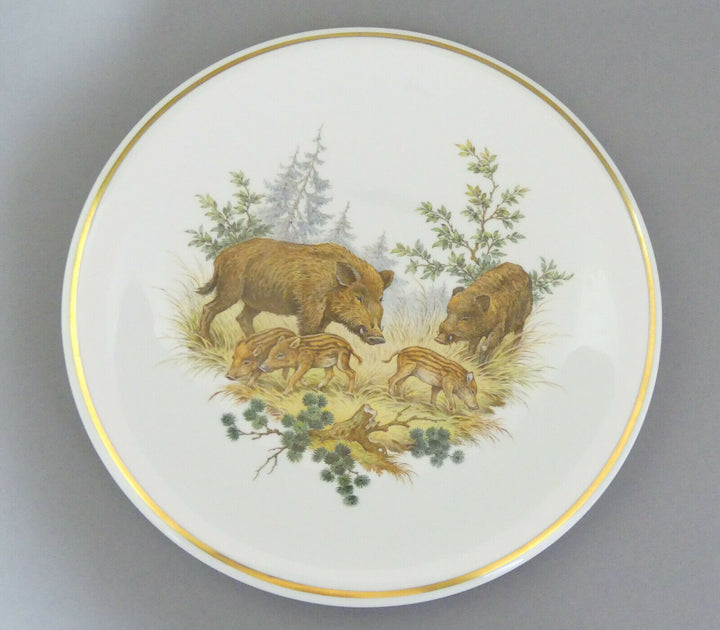 ⚔ Meissen Wandschale ø31 Wildschweinfamilie Keiler Bache + 3 Frischlinge 1.Wahl