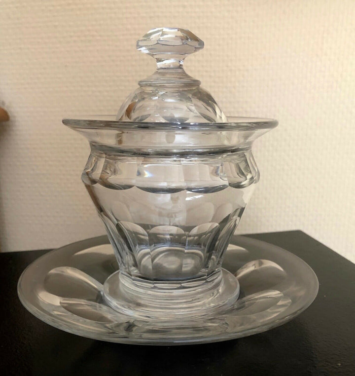 BACCARAT CONFITURIER ET SOUSCOUPE CRISTAL MODELE HARCOURT