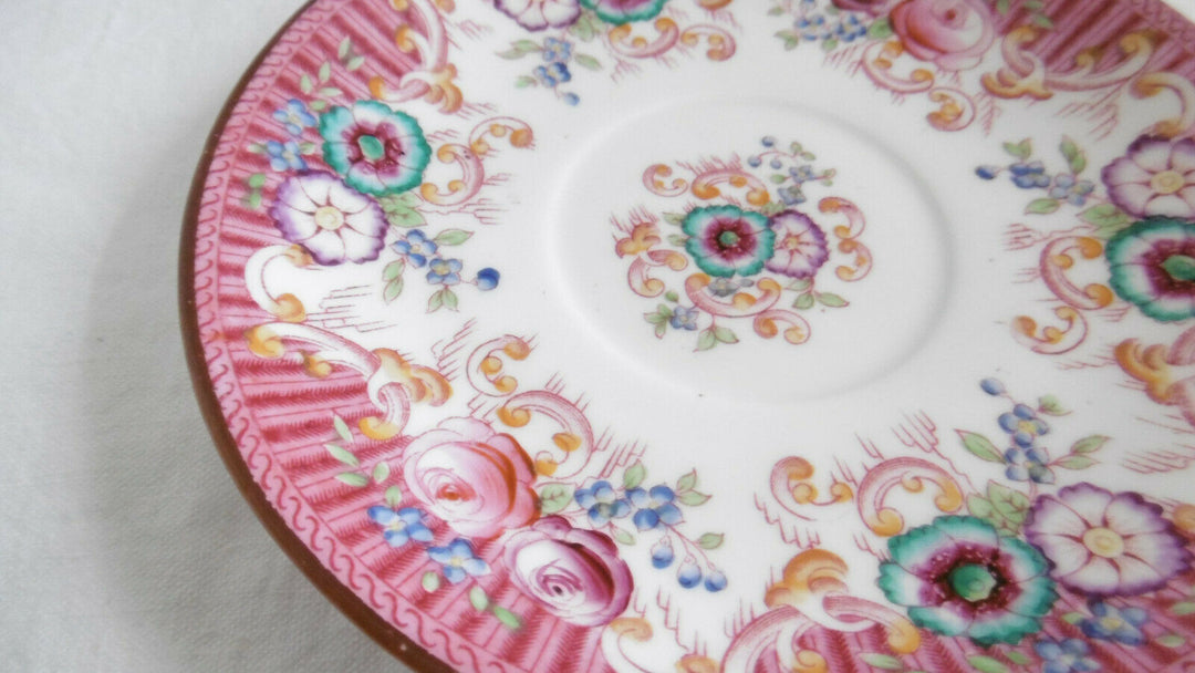Tasse et sous-tasse Minton SARREGUEMINES du XIXe à décor foral