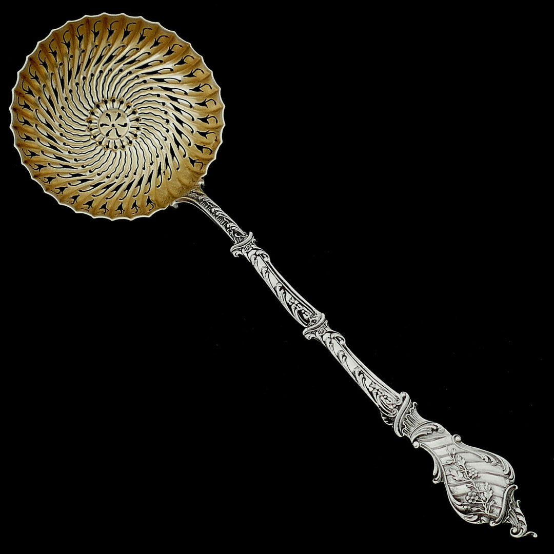Soufflot French Sterling Silver 18k Gold Sugar Sifter Spoon