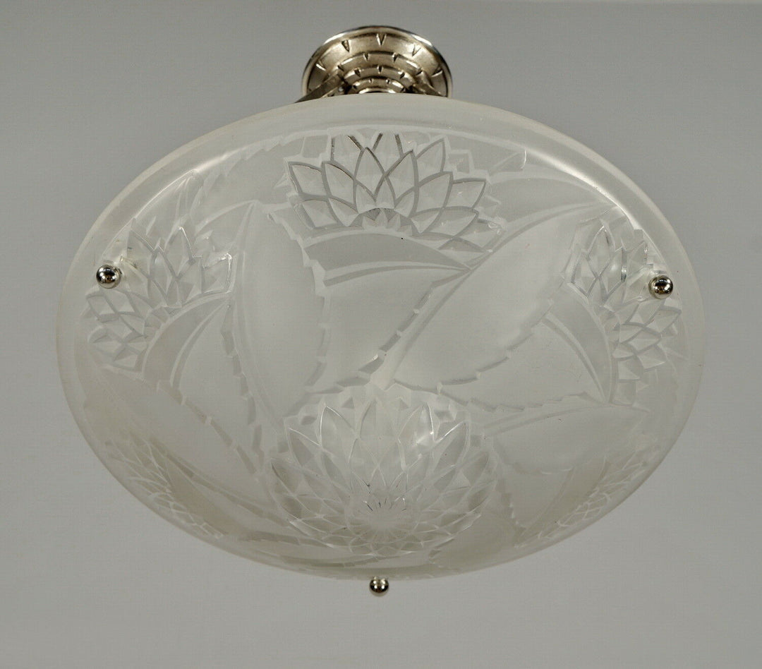 VIARMÉ : FRENCH 1930 ART DECO PENDANT CHANDELIER ....... lustre lamp muller era
