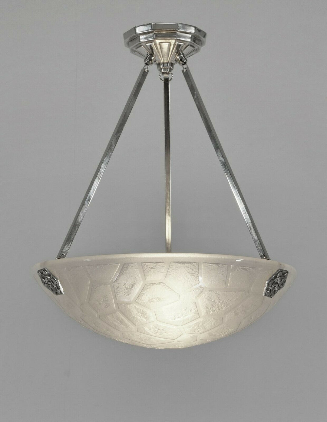 NOVERDY : FRENCH 1930 ART DECO PENDANT LAMP . chandelier muller degué era France