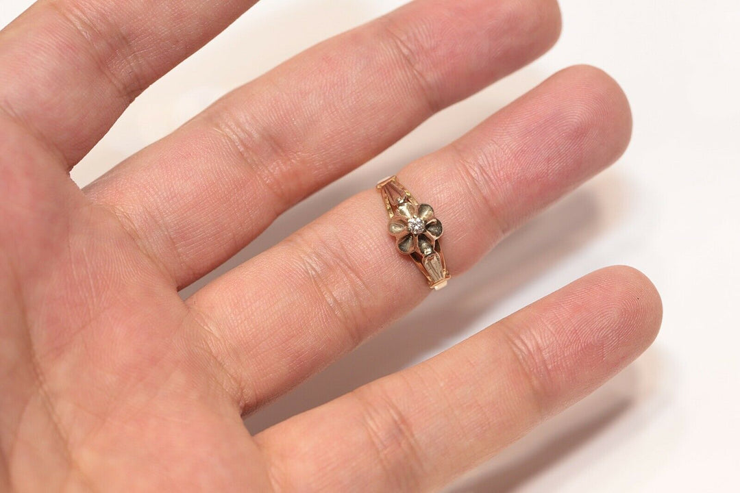 アンティーク 14K ナチュラルダイヤモンドのロシアンリング