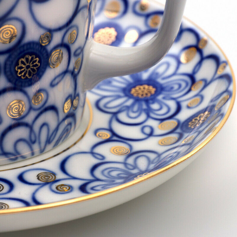 Imperial Porcelain Teacup & Saucer Lomonosov Mug LFZ Russian Bindweed 12 fl oz