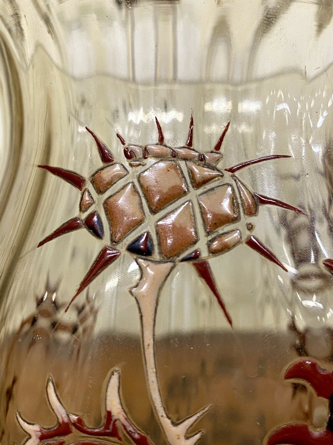 Emile Gallé - Vase Aux Chardons En Verre Strillé Et Émaillé, Art Nouveau